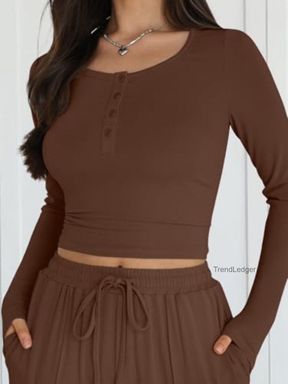 2 Piece Lounge Set Women Matching Sweatsuit Travel Outfits Long Sleeve Top Wide - Picture 5 of 6